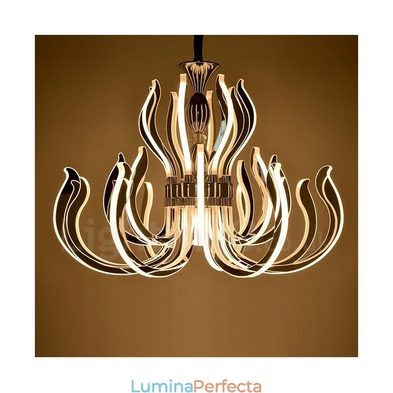 Candelabru acrilic modern contemporan, cu 24 de lumini, cu abajur din acril