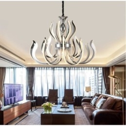Candelabru acrilic modern contemporan, cu 24 de lumini, cu abajur din acril