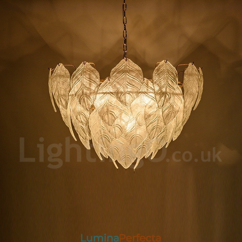 Lampă suspendată modernă din oțel cu 4 lumini și abajur din sticlă