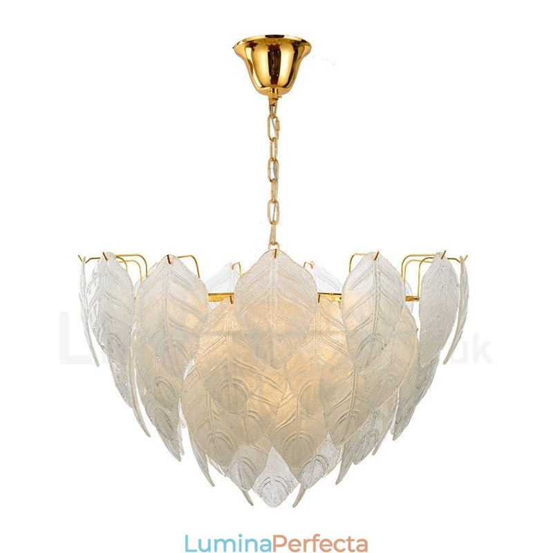 Lampă suspendată modernă din oțel cu 4 lumini și abajur din sticlă