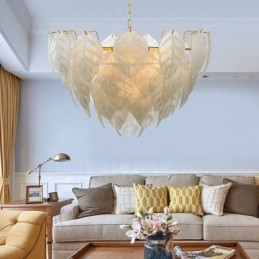 Lampă suspendată modernă din oțel cu 4 lumini și abajur din sticlă