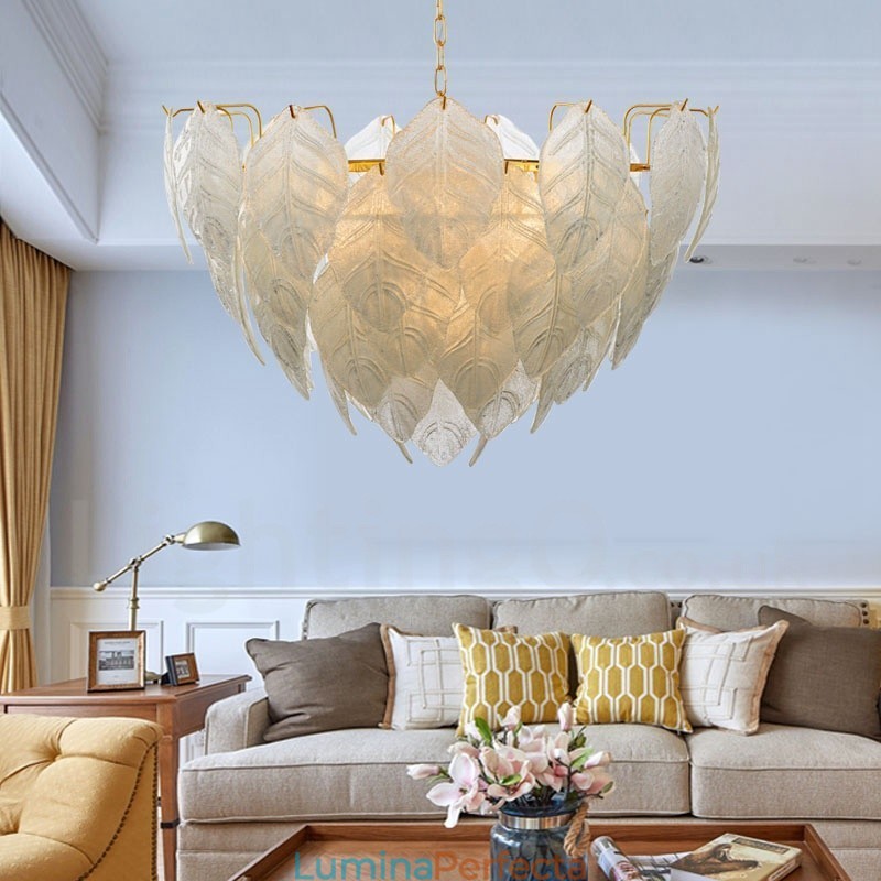 Lampă suspendată modernă din oțel cu 4 lumini și abajur din sticlă