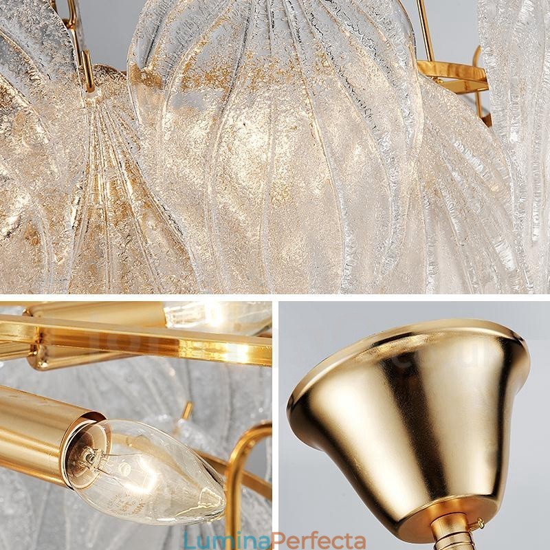 Lampă suspendată modernă din oțel cu 4 lumini și abajur din sticlă