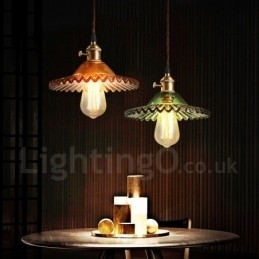 Rustic Lodge Retro Lampă suspendată din oțel cu 1 lumină și abajur din sticlă
