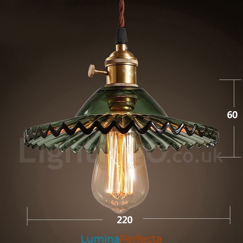 Rustic Lodge Retro Lampă suspendată din oțel cu 1 lumină și abajur din sticlă