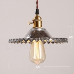 Rustic Lodge Retro Lampă suspendată din oțel cu 1 lumină și abajur din sticlă