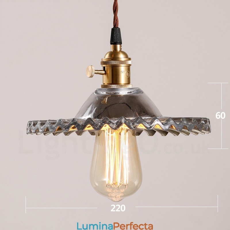 Rustic Lodge Retro Lampă suspendată din oțel cu 1 lumină și abajur din sticlă