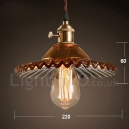 Rustic Lodge Retro Lampă suspendată din oțel cu 1 lumină și abajur din sticlă