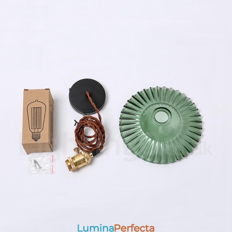 Rustic Lodge Retro Lampă suspendată din oțel cu 1 lumină și abajur din sticlă