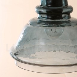Lampă suspendată din oțel, modernă și contemporană, cu abajur din sticlă