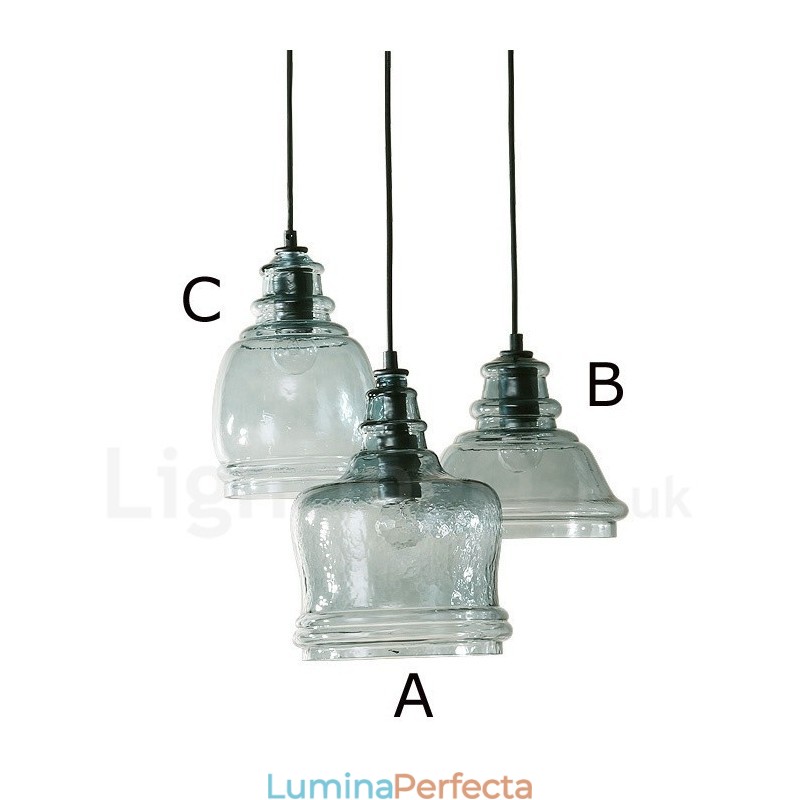 Lampă suspendată din oțel, modernă și contemporană, cu abajur din sticlă