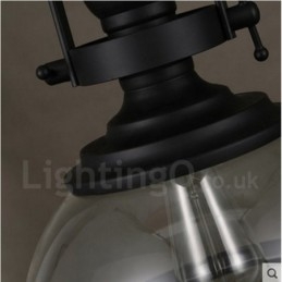 Lampă suspendată retro cu 1 lumină din oțel și abajur din sticlă