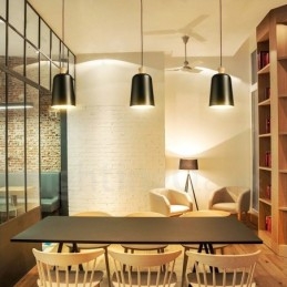 Lampă suspendată modernă, contemporană, cu 1 lumină, din aliaj de aluminiu, cu abajur din aliaj de aluminiu