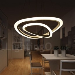 Reglabil cu telecomandă Modern Contemporan 2 inele Lumină suspendată din aliaj de aluminiu cu abajur acrilic