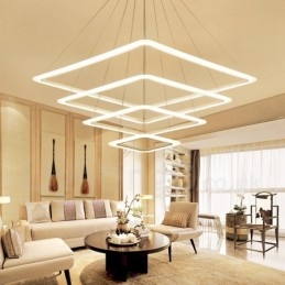 Lampă suspendată modernă, contemporană, cu 4 lumini, din aliaj de aluminiu, cu abajur acrilic