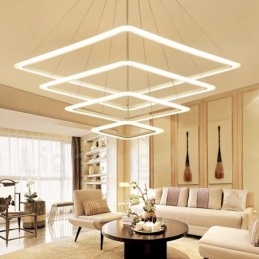 Lampă suspendată modernă, contemporană, cu 4 lumini, din aliaj de aluminiu, cu abajur acrilic