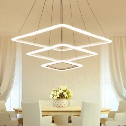Lampă suspendată modernă, contemporană, cu 3 lumini, din aliaj de aluminiu, cu abajur acrilic