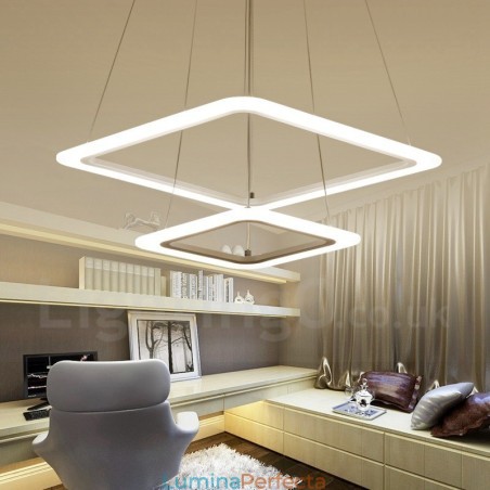 Lampă suspendată modernă și contemporană, din aliaj de aluminiu, cu abajur din acril Lampă suspendată modernă și contemporană, din aliaj de aluminiu, cu abajur din acril