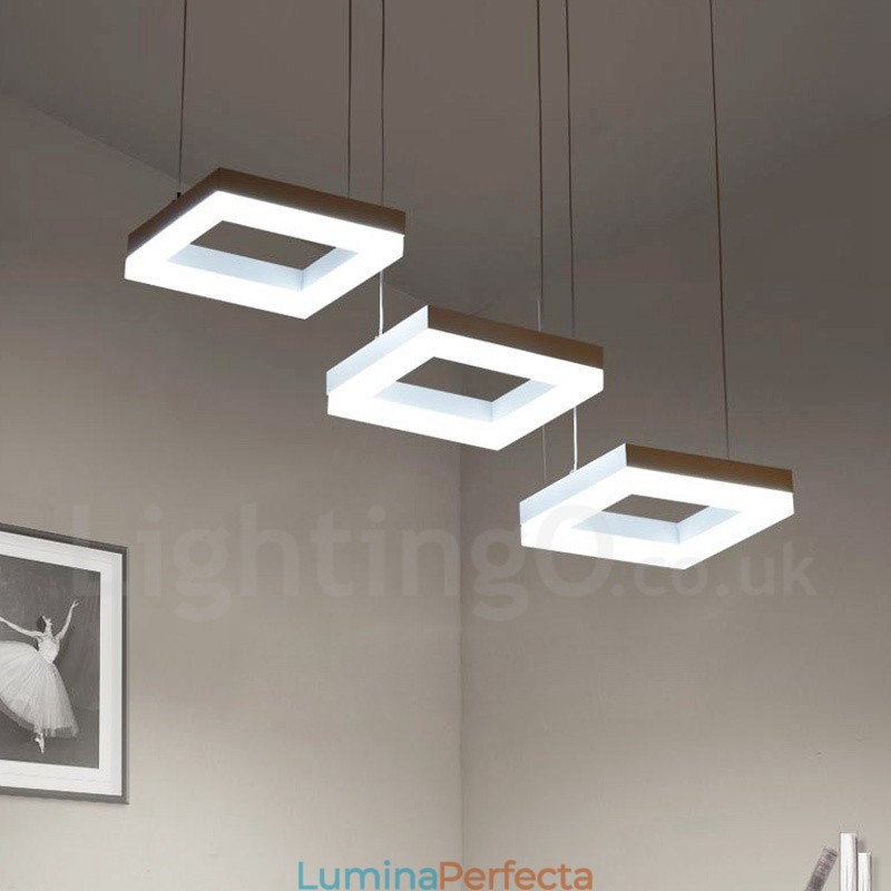 Lampă suspendată modernă, contemporană, cu 3 lumini, din aliaj de aluminiu, cu abajur acrilic