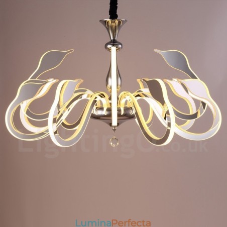 Candelabru din oțel modern și contemporan cu 12 lumini și abajur acrilic