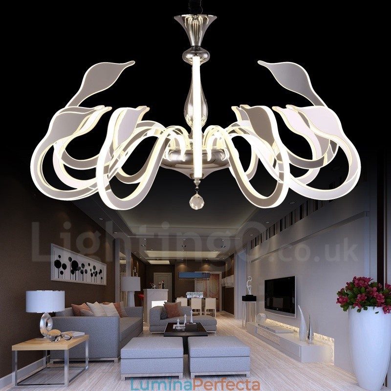 Candelabru din oțel modern și contemporan cu 12 lumini și abajur acrilic