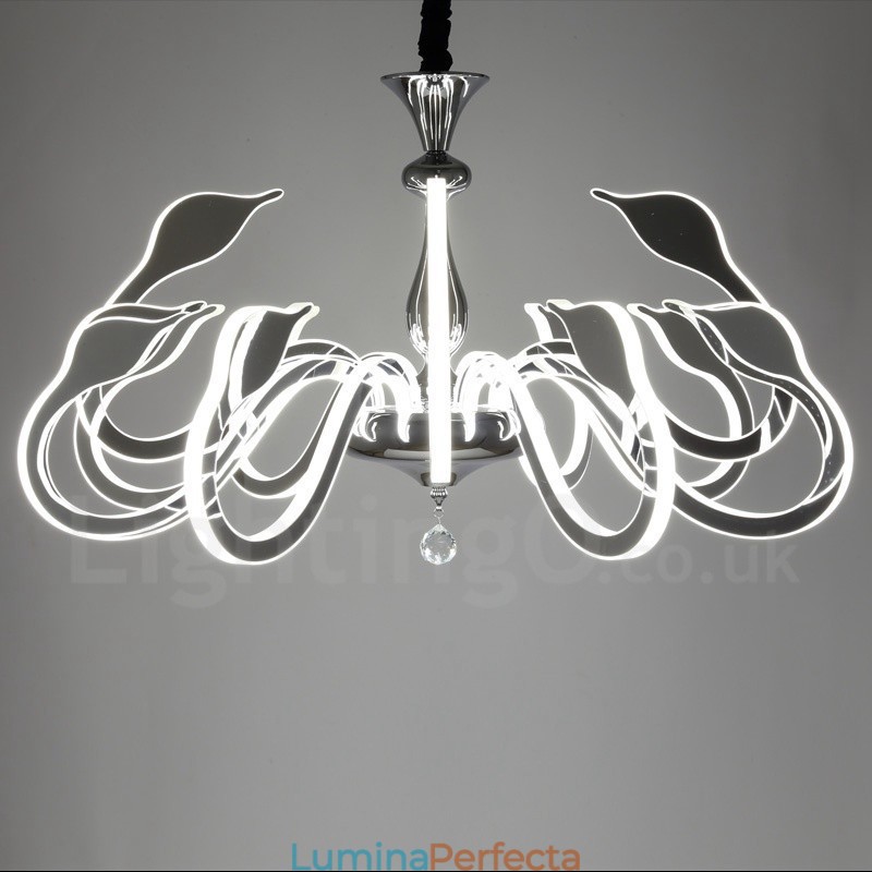 Candelabru din oțel modern și contemporan cu 12 lumini și abajur acrilic