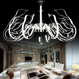 Candelabru din oțel modern și contemporan cu 15 lumini, cu abajur din acril