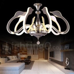 Candelabru din oțel modern și contemporan cu 8 lumini și abajur acrilic