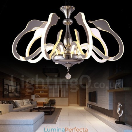 Candelabru din oțel modern și contemporan cu 8 lumini și abajur acrilic Candelabru din oțel modern și contemporan cu 8 lumini și abajur acrilic