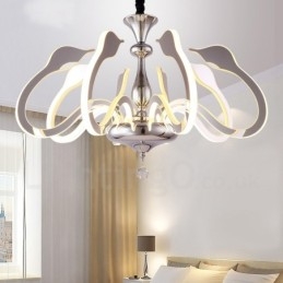 Candelabru din oțel modern și contemporan cu 8 lumini și abajur acrilic