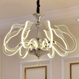 Candelabru din oțel modern și contemporan cu 8 lumini și abajur acrilic