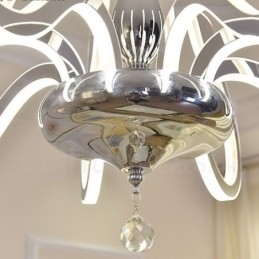 Candelabru din oțel modern și contemporan cu 6 lumini, cu abajur din acril