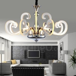 Candelabru din oțel modern și contemporan cu 12 lumini, cu abajur din acril