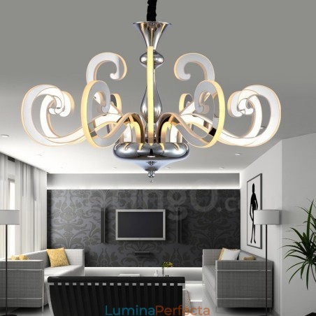 Candelabru din oțel modern și contemporan cu 12 lumini, cu abajur din acril Candelabru din oțel modern și contemporan cu 12 lumini, cu abajur din acril