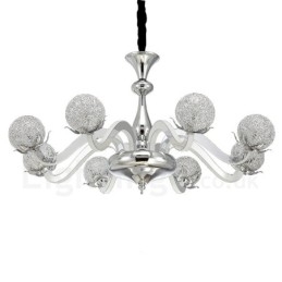 Candelabru din oțel modern și contemporan cu 8 lumini și abajur din aliaj de aluminiu