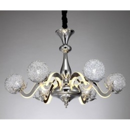Candelabru din oțel modern și contemporan cu 6 lumini, cu abajur din aliaj de aluminiu