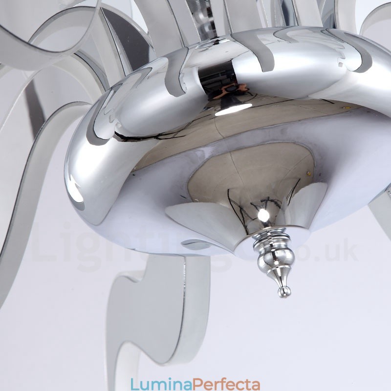 Candelabru din oțel modern și contemporan cu 12 lumini, cu abajur din acril