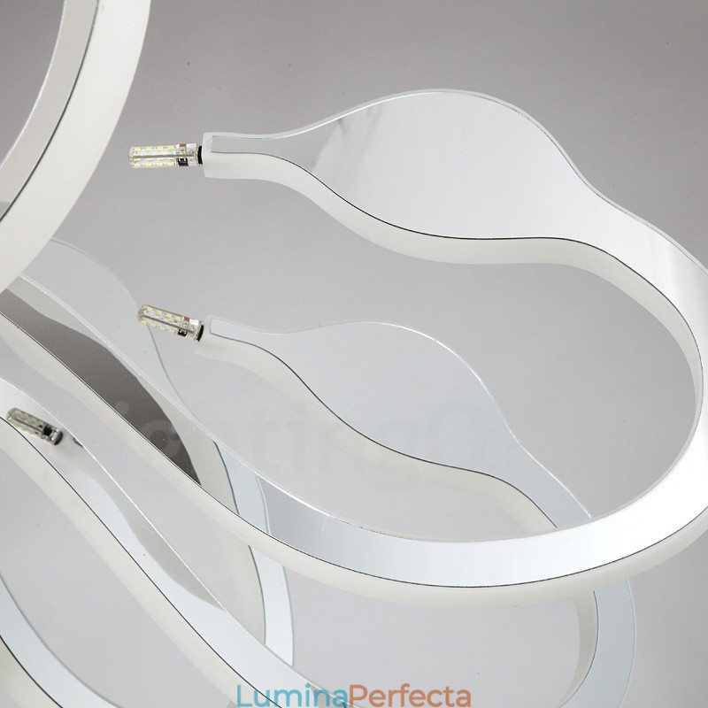 Candelabru din oțel modern și contemporan cu 12 lumini, cu abajur din acril