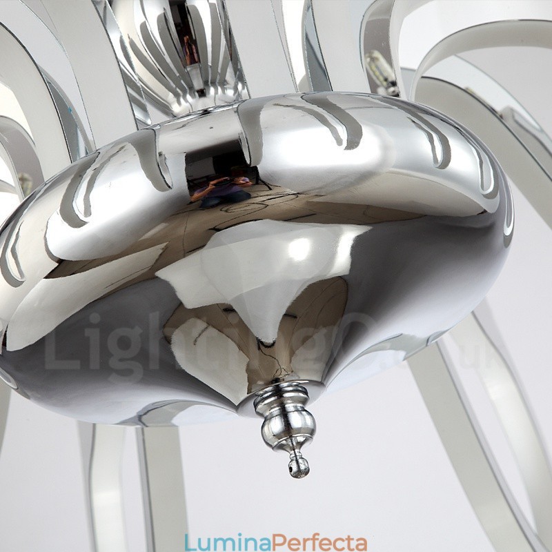 Candelabru din oțel modern și contemporan cu 12 lumini, cu abajur din acril