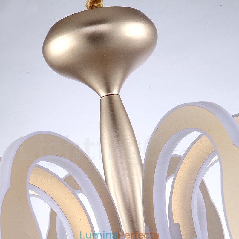 Candelabru din oțel modern și contemporan cu 8 lumini, cu abajur din acril