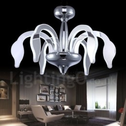 Candelabru din oțel modern și contemporan cu 6 lumini, cu abajur din acril