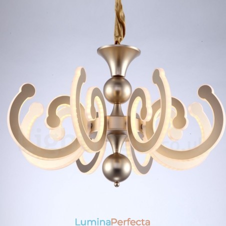 Candelabru din oțel modern și contemporan cu 6 lumini, cu abajur din acril