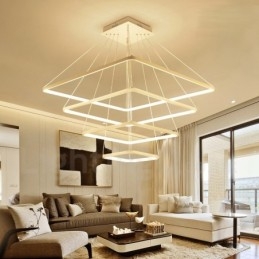 Lampă suspendată modernă, contemporană, cu 4 lumini, din aliaj de aluminiu, cu abajur acrilic