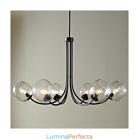 Candelabru tradițional cu 6 lumini și abajur de bule de sticlă Candelabru tradițional cu 6 lumini și abajur de bule de sticlă