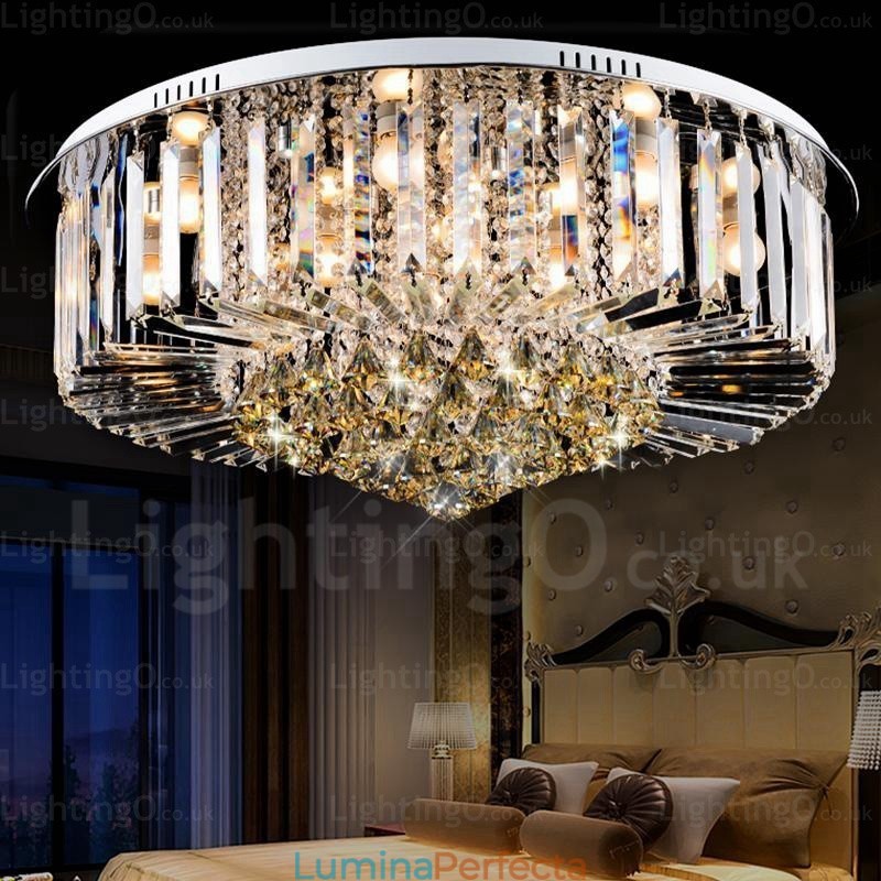 Plafoniere moderne și contemporane cu 6 lumini cu abajur de cristal