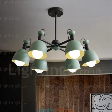 Candelabru nordic cu 6 lumini cu abajur din aliaj de aluminiu Candelabru nordic cu 6 lumini cu abajur din aliaj de aluminiu