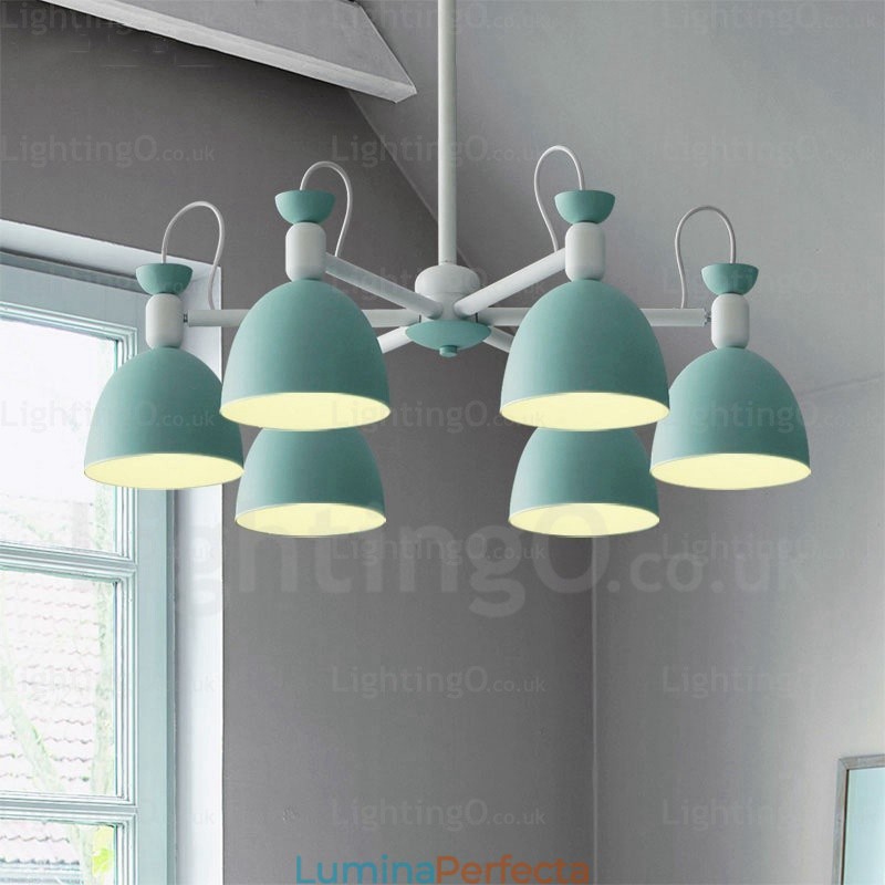 Candelabru nordic cu 6 lumini cu abajur din aliaj de aluminiu