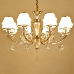 Candelabru nordic cu 6 lumini cu abajur din sticlă