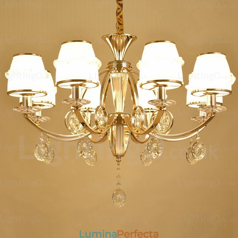 Candelabru nordic cu 6 lumini cu abajur din sticlă