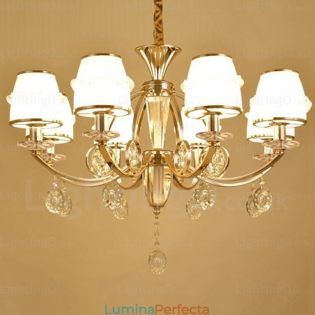 Candelabru nordic cu 6 lumini cu abajur din sticlă Candelabru nordic cu 6 lumini cu abajur din sticlă